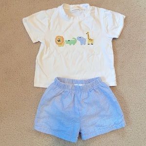 Cecil & Lou Zoo Animal Smocked Boys Short Set